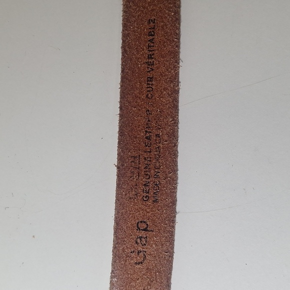 Gap Vintage Camel Leather 1" Belt Silver Hardware SZ L - Picture 5 of 6